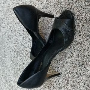 Women's black peeptoe heels